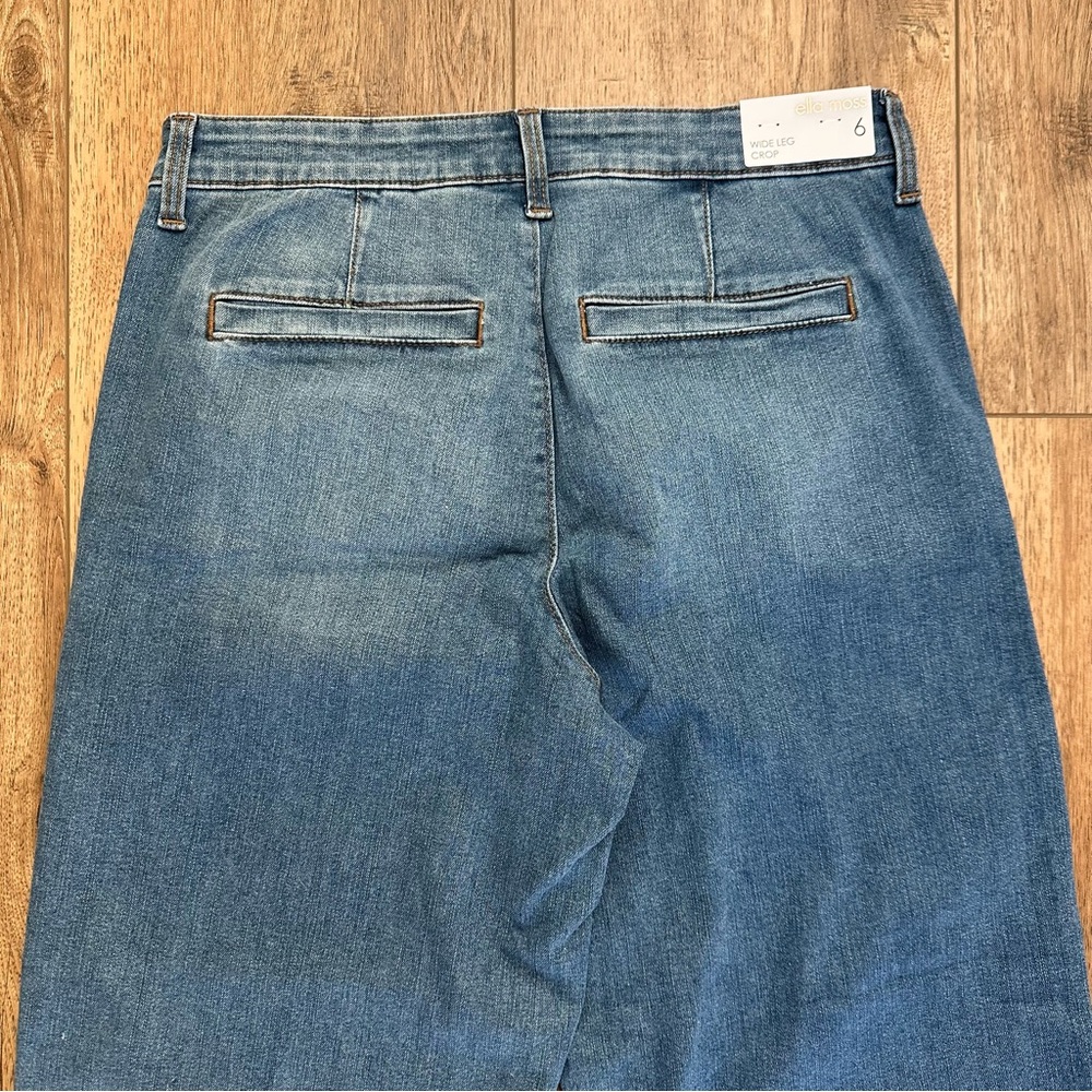 NWT! Ella Moss Wide Leg Crop Pants, Denim, High-Rise, Medium Wash, Size 6 - Picture 6 of 12